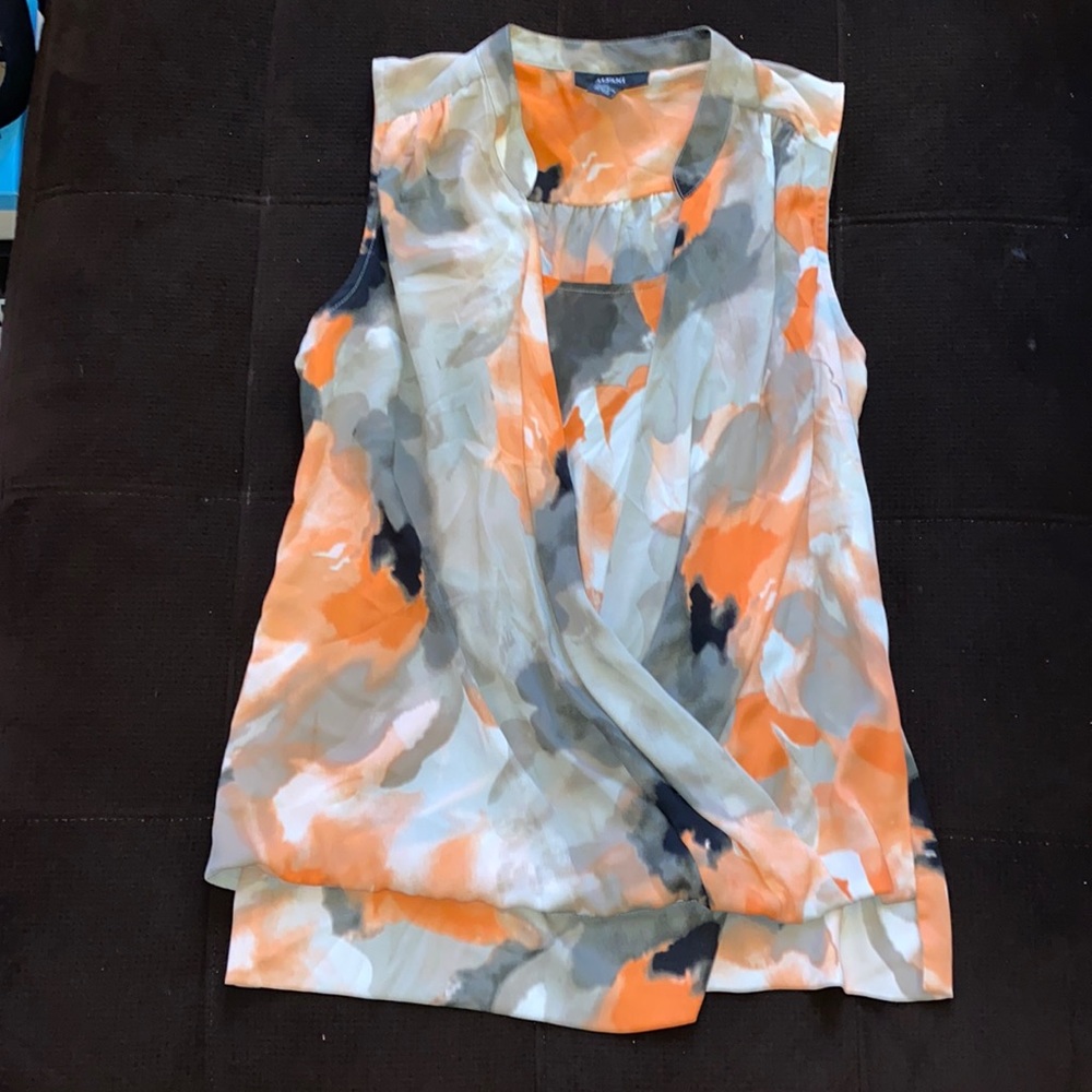 Alfani sleeveless blouse   Orange, black, grey and white. Size 10